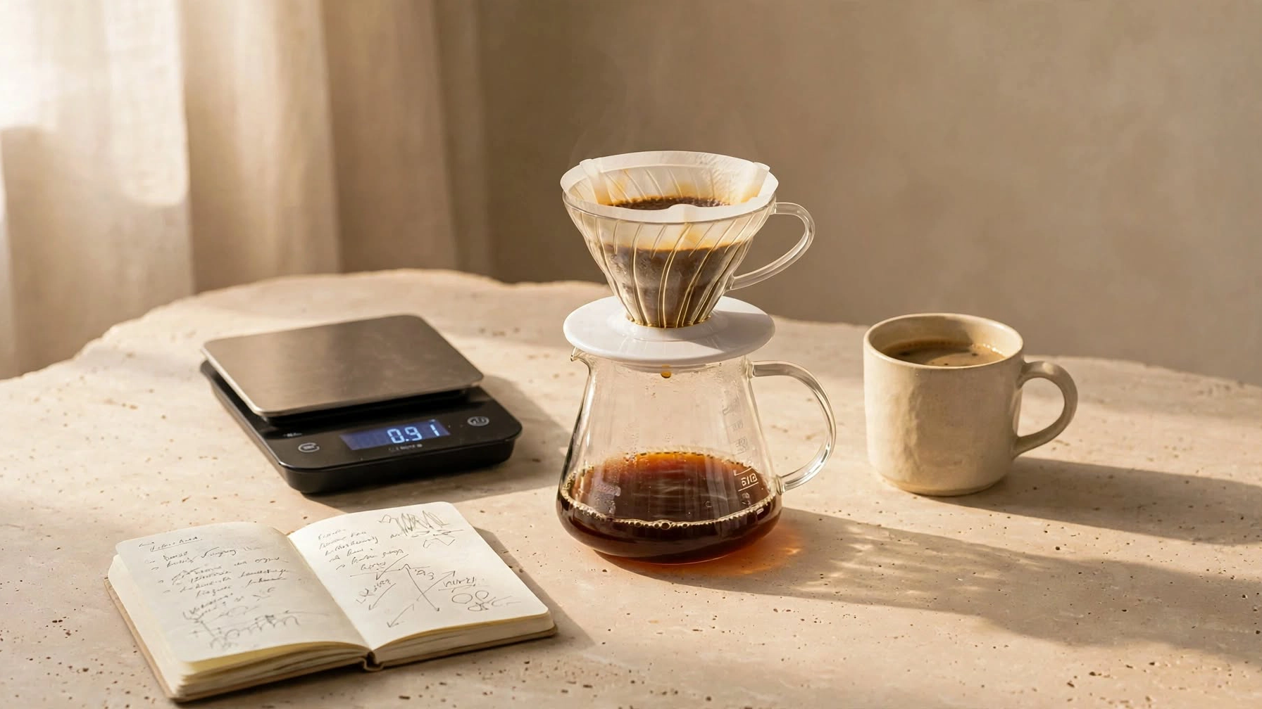 اشتباهات دم‌آوری قهوه و عیب یابی با بررسی فنجان، ترازو و دم‌افزار